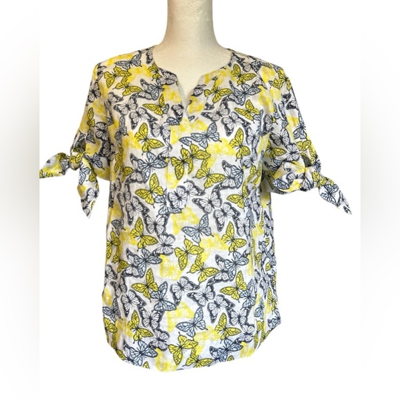 CHARTER CLUB‎  Butterfly Tie-Cuff Linen Top, Women’s Size Petite Small NWOT - Picture 1 of 6